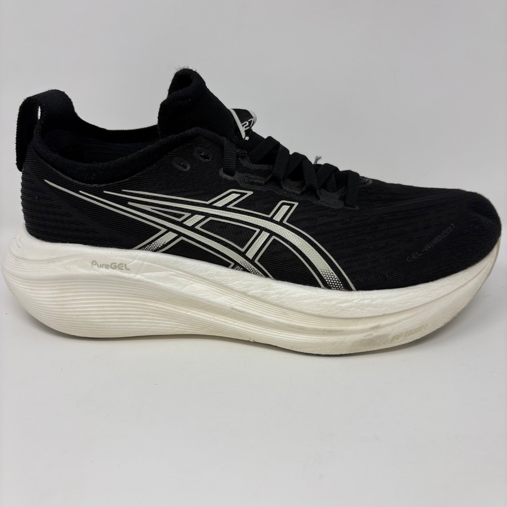 ASICS GEL-NIMBUS 27 Womens Size 8.5 Black White Athletic Running Shoes 1012B753